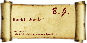 Berki Jenő névjegykártya